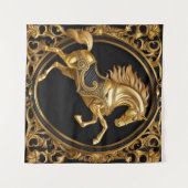 Tenture Or cheval or et cadre ornemental noir (Devant (Horizontal))