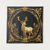 Tenture Or de rennes d'or et cadre ornemental noir (Devant)