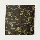 Tenture Or et noir : Texture 3D Feuille. (Devant (Horizontal))