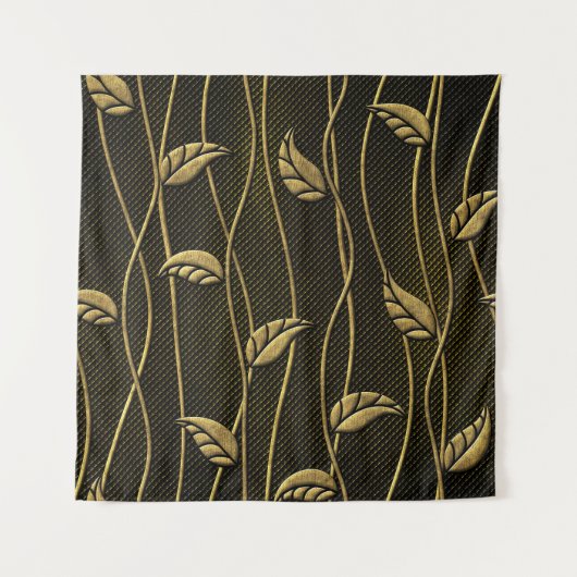 Tenture Or et noir : Texture 3D Feuille. (Devant)