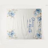 Tenture Or floral bleu poussiéreux (Devant (Horizontal))