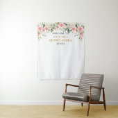 Tenture Or floral rose clair Boho moderne Quinceanera (En situation)