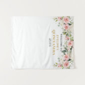 Tenture Or floral rose clair Boho moderne Quinceanera (Devant (Horizontal))