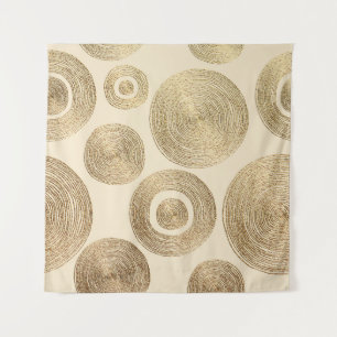 Tenture Or Golden, motif dessiné à la main avec cercles. A