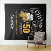 Tenture Or noir Acclamations et bières Anniversaire tout â (En situation (horizontale))