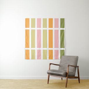 Tenture Or rose orange et rayures vertes