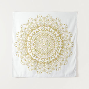 Tenture Or sur le motif mandarin blanc orné