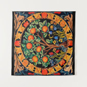 TENTURE ORANGE ARBRE AVEC FEUILLES VERTS, FLEURS (Devant)