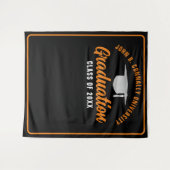 Tenture Orange Black Custom Graduation Party Photo Booth (Devant (Horizontal))