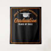 Tenture Orange Black Custom Graduation Party Photo Booth (Devant)