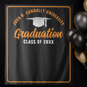Tenture Orange Black Custom Graduation Party Photo Booth