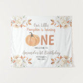 Tenture Orange Citrouille 1er anniversaire Rustique Floral (Devant (Horizontal))