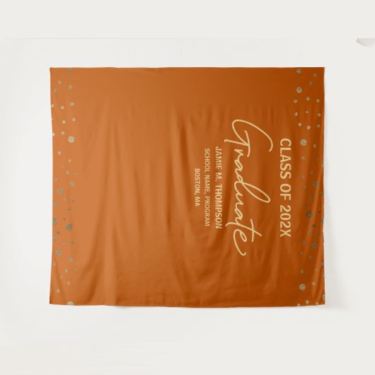 Tenture Orange Gold Class of 2024 backdrop Graduation (Devant (Horizontal))