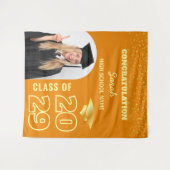 Tenture Orange & Gold Diplôme personnalisé Contexte et pho (Devant (Horizontal))