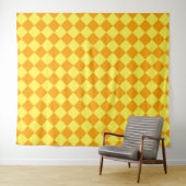 Tenture Orange jaune damier diamant motif (En situation (horizontale))