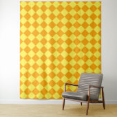 Tenture Orange jaune damier diamant motif (En situation)