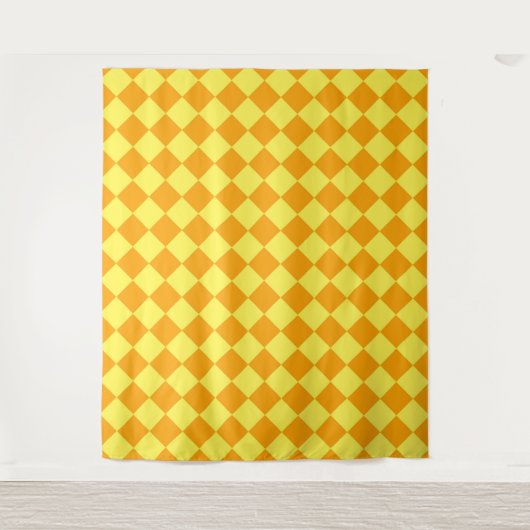 Tenture Orange jaune damier diamant motif (Devant)