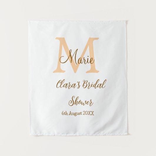 Tenture Orange monogramme douche de mariée ajouter nom mod (Devant)
