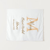 Tenture Orange monogramme douche de mariée ajouter nom mod (Devant (Horizontal))