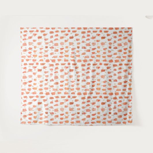 Tenture Orange Peinture Dots Gold Triangles Motif (Devant (Horizontal))