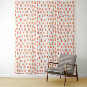 Tenture Orange Peinture Dots Gold Triangles Motif