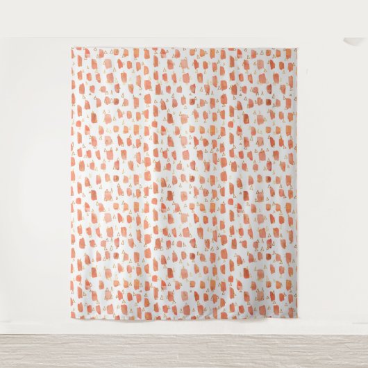 Tenture Orange Peinture Dots Gold Triangles Motif (Devant)