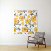 Tenture Oranges à bicyclette : Motif d'été d'aquarelle (En situation (horizontale))