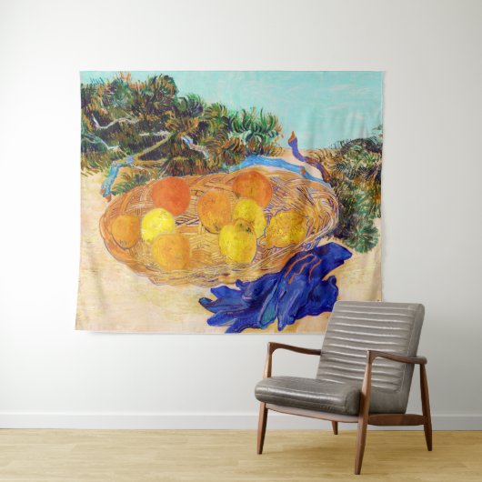 Tenture Oranges et citrons avec gants bleus, Van Gogh (En situation (horizontale))