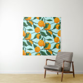 Tenture oranges on leaf branches seamless pattern, citrus  (En situation (horizontale))