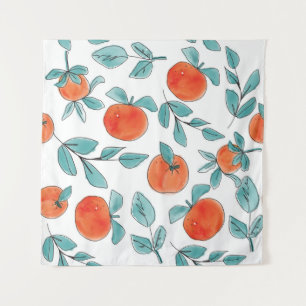 Tenture oranges vintages modernes fruits dessinés à la mai