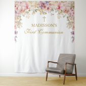 Tenture Orchid Floral First Communion Backdrop (En situation)