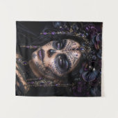 Tenture Orchidée Améthyste Calavera – Crâne de sucre gothi (Devant (Horizontal))