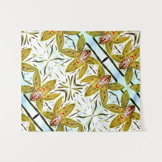 Tenture Orchidée cymbide verte Tapestry (Devant (Horizontal))