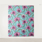 Tenture Orchidées et chaînes, roses et bleues (Devant)