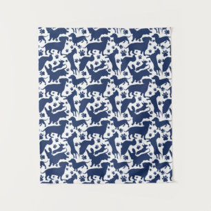 Tenture Oreiller à lancer Motif Dachshund bleu