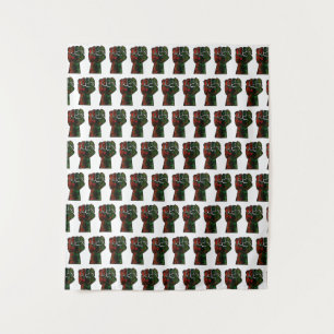 Tenture orgueil noir poing vert rouge pan drapeau africain