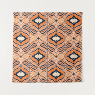 Tenture Oriental Seamless : Ornement orange noir