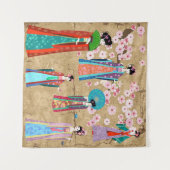 Tenture Orientale fille en retro costumejapanese, chinois, (Devant (Horizontal))