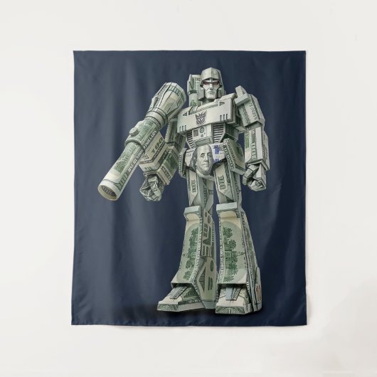 Tenture Origami Méga Tron Robot en argent (Devant)