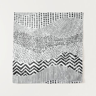 Tenture Ornament noir blanc Wavwork