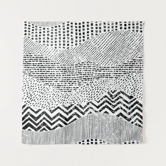 Tenture Ornament noir blanc Wavwork (Devant)