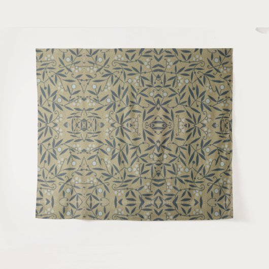 Tenture Ornate floral pattern with dark blue vines  (Devant (Horizontal))