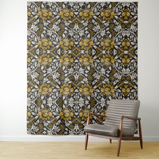 Tenture Ornate floral pattern with large gold flowers  (En situation)