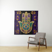 Tenture Ornate Gold Troisième Oeil Hamsa (En situation)