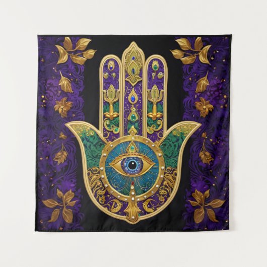 Tenture Ornate Gold Troisième Oeil Hamsa (Devant)