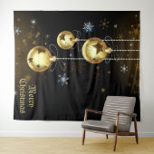 Tenture Ornements dorés de Noël Étoiles brillantes Noir (En situation (horizontale))