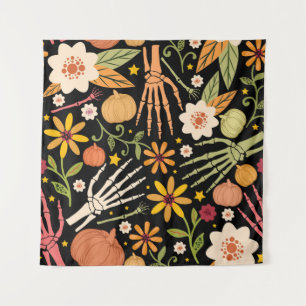 Tenture Os d'Halloween, motif floral sans couture.