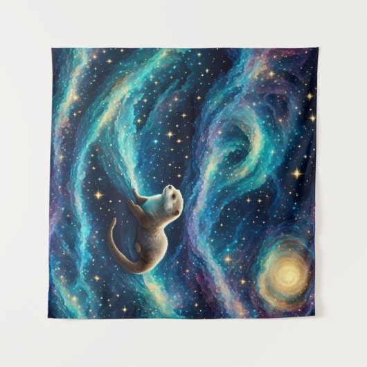 Tenture Otter dans un océan étoilé (Devant (Horizontal))