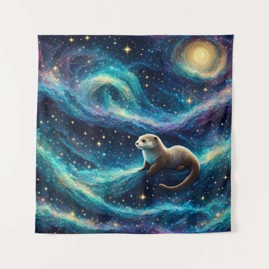 Tenture Otter dans un océan étoilé (Devant)