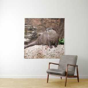 Tenture Otter Sur Le Rocher